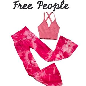 Free People Pink Tie-Dye Flare Pants